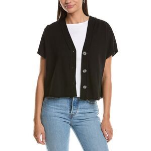 Project Social T Black Cropped Short-Sleeve Button Cardigan
